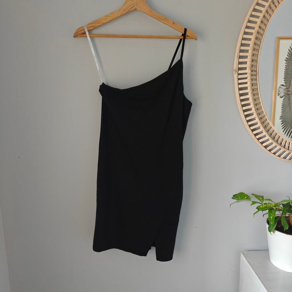 Lovers + Friends Keely Black One Shoulder Mini Dress Bodycon M Revolve